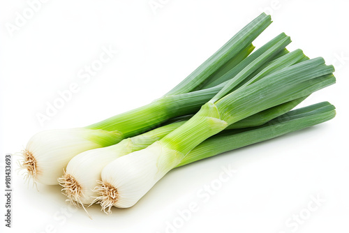 Fresh leeks isolated on white background