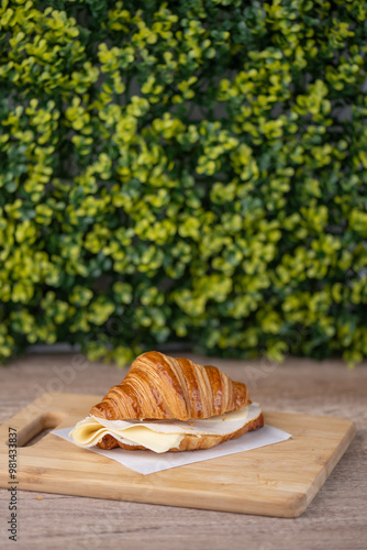 Cheese croissant on a plate