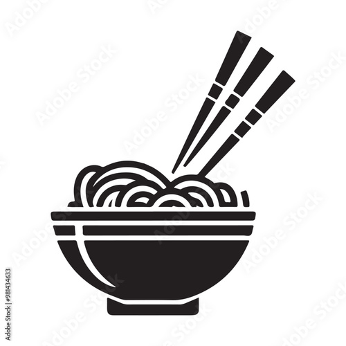 Ramen icon silhouette on white background
