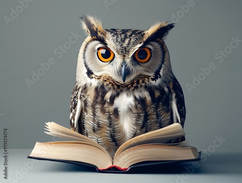 Wallpaper Mural Owl Teaching on Pale Grey Background Torontodigital.ca