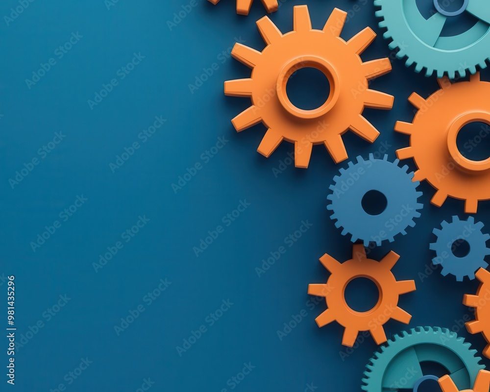 Digital pathways connecting gears, representing the flow of an integrated business process Digital pathways connecting gears, representing the flow of an integrated business process