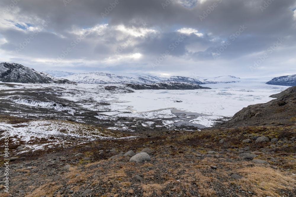 Hoffellsjokull glacier in the South of Iceland sunset landscape Hoffellsjokull glacier in the South of Iceland sunset landscape