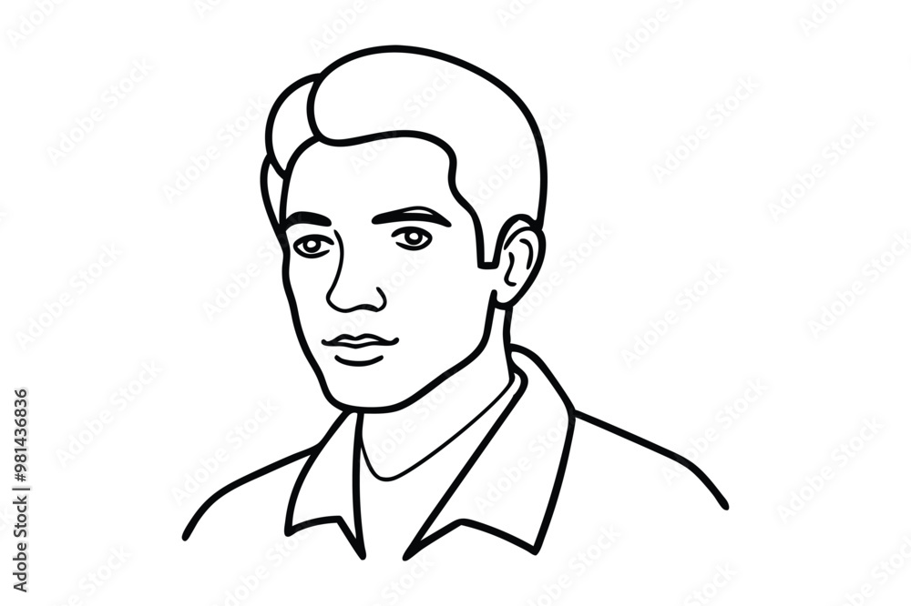 Profile Line Single icon art with editable outline Profile Line Single icon art with editable outline