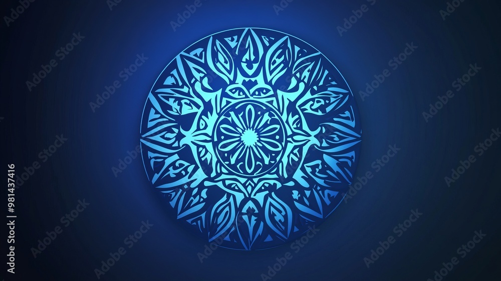 elegant blue tribal mandala icon with shadow featuring detailed geometric patterns perfect for logos icons items tattoos stickers posters banners elegant blue tribal mandala icon with shadow featuring detailed geometric patterns perfect for logos icons items tattoos stickers posters banners