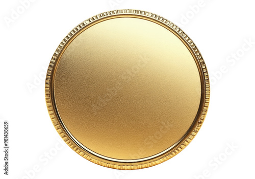 Blank template for gold coin. Transparent background, Isolated PNG.