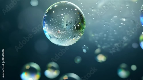 Wallpaper Mural Bubbles floating in water with shimmering reflections and unique patterns at play on a calm surface Torontodigital.ca