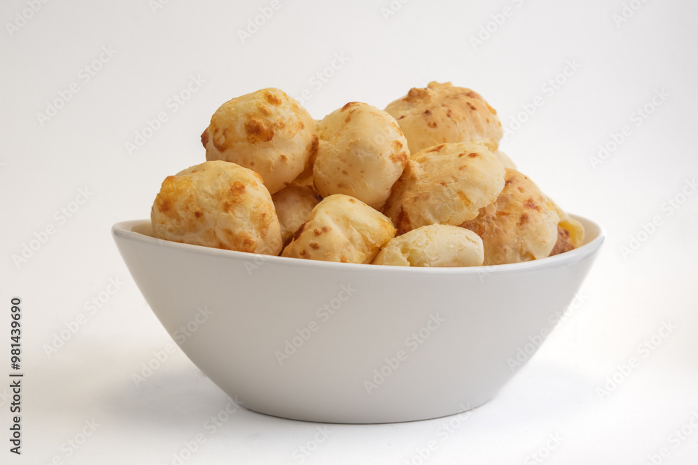 Pão de Queijo Food Dish side view isolated on a white background