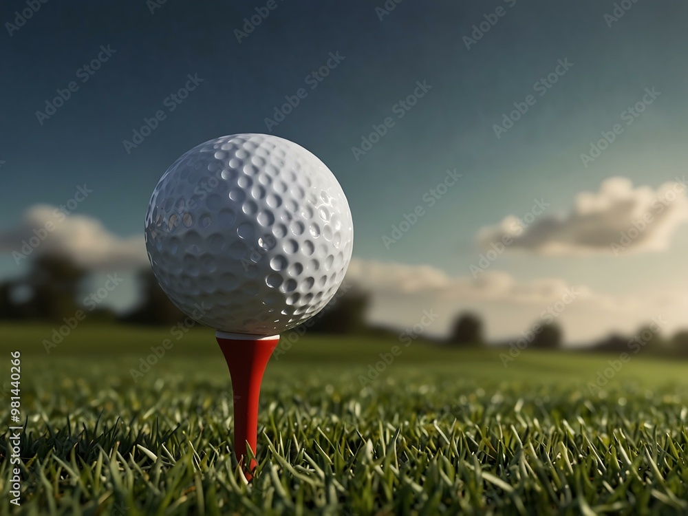 Golf ball in flight over green grass. Golf ball in flight over green grass.