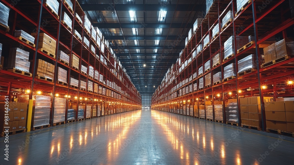Automated RPA systems streamline operations in a modern warehouse during evening hours Automated RPA systems streamline operations in a modern warehouse during evening hours