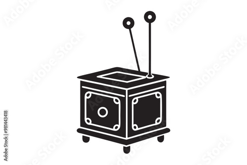 A vintage theremin silhouette vector, icon illustration on white background.  photo