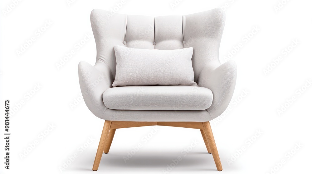 A white chair with a pillow on it. The chair is made of wood and has a wooden frame A white chair with a pillow on it. The chair is made of wood and has a wooden frame