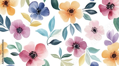 This exquisitely beautiful watercolor floral design showcases an array of soft pastels inspired by wildflowers. It is perfect for adding a touch of elegance to weddings and charm to greeting cards