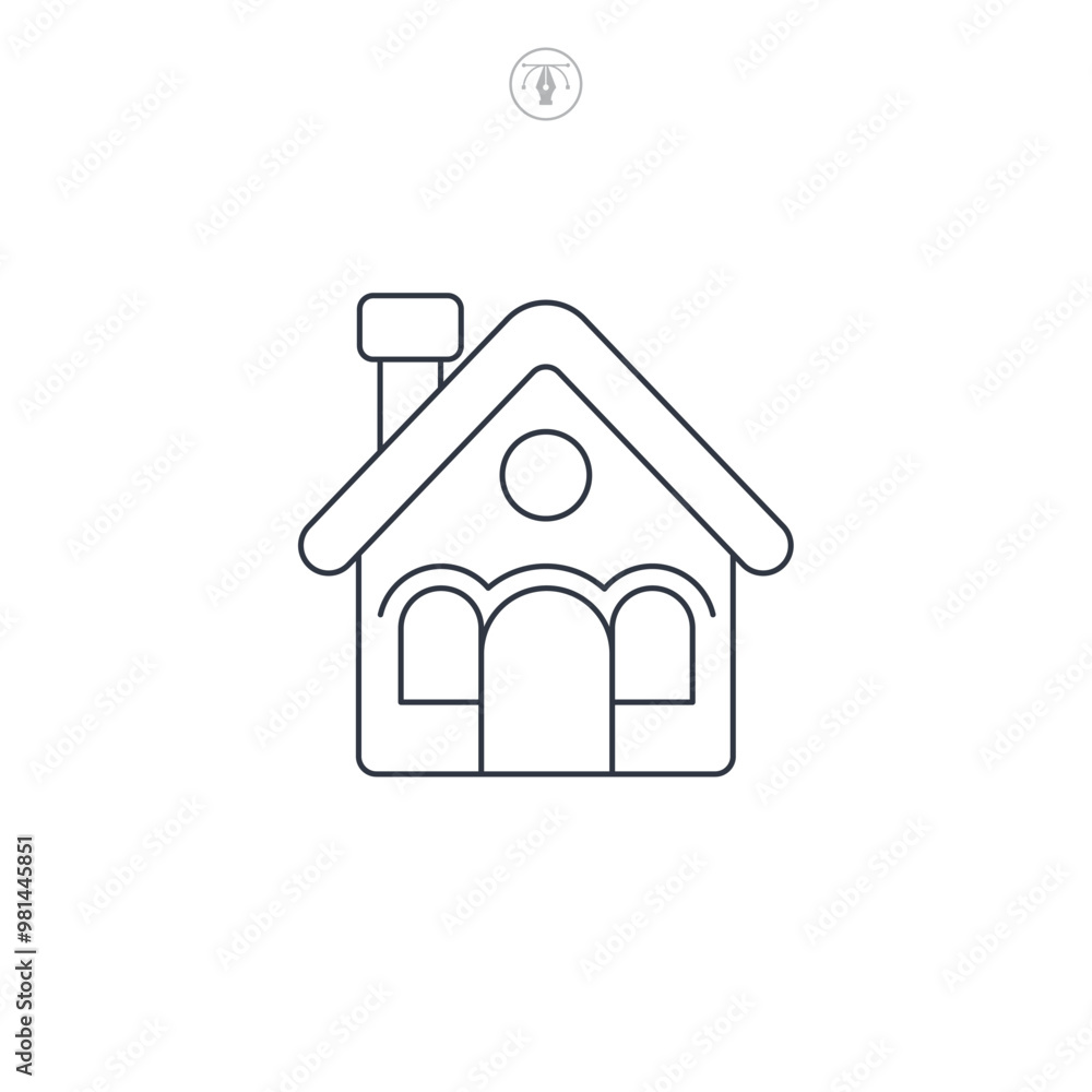 Gingerbread house icon symbol vector illustration isolated on white background Gingerbread house icon symbol vector illustration isolated on white background