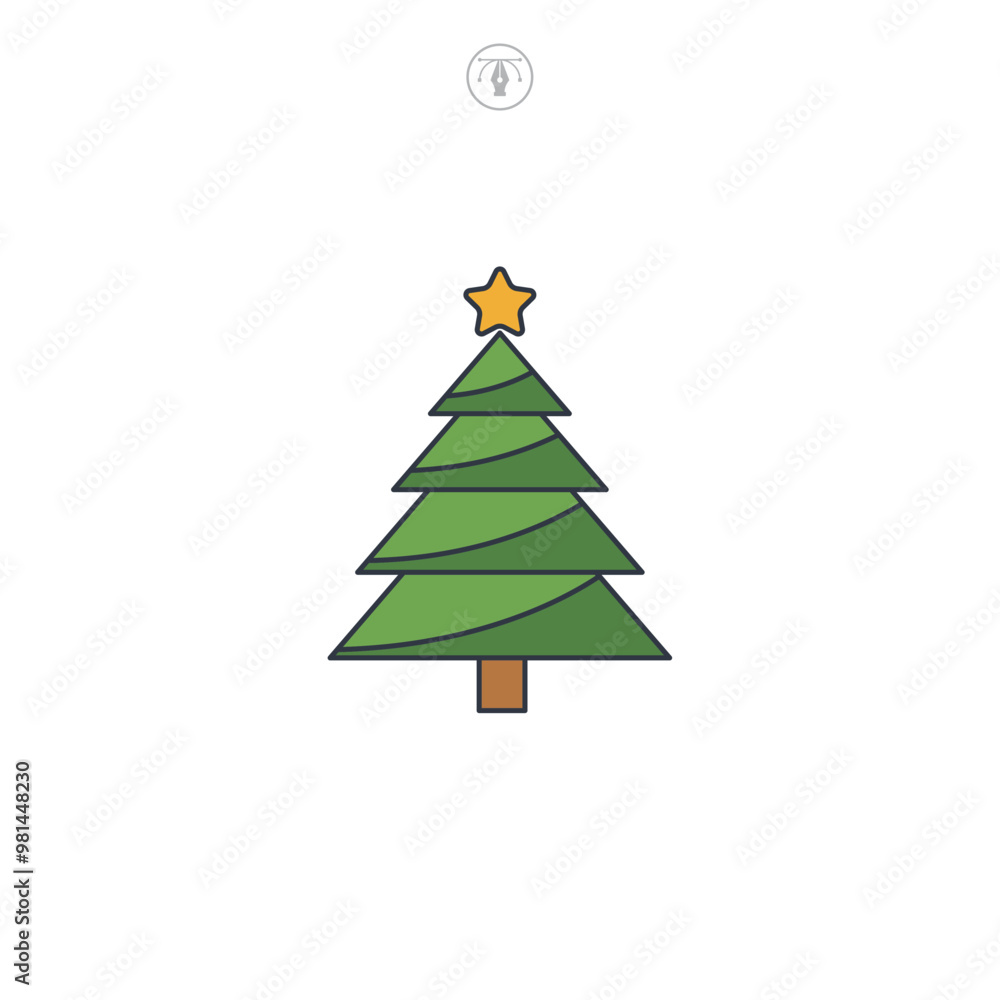 Fototapeta premium Christmas tree icon symbol vector illustration isolated on white background
