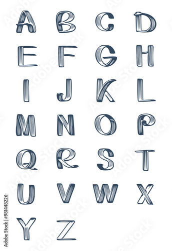 Wallpaper Mural The English alphabet. Hand-drawn illustration. Vector. Torontodigital.ca
