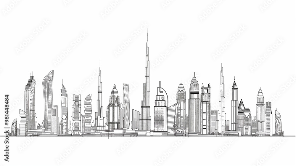 Fototapeta premium astarte.ai: Continuous Line Art of Skyline City