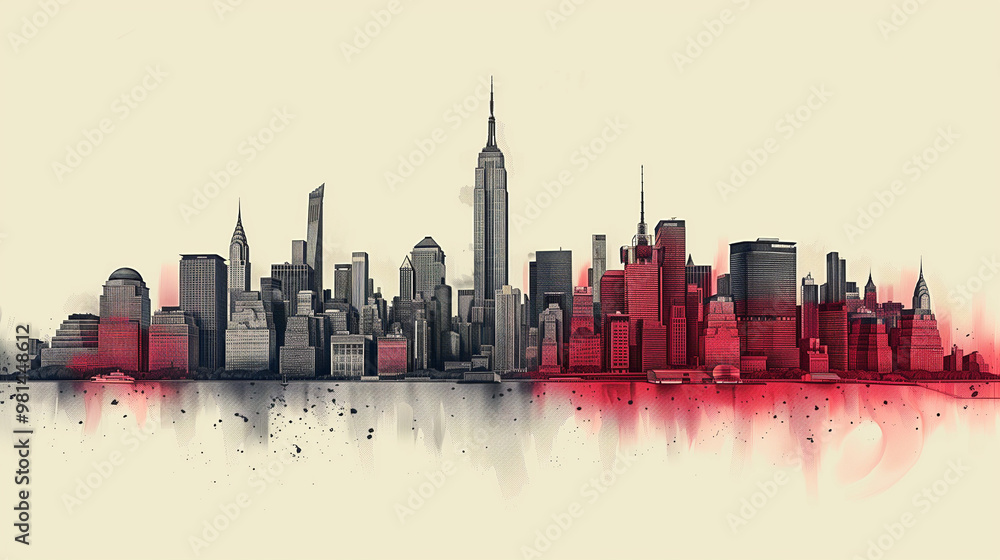 Fototapeta premium astarte.ai: Continuous Line Art of Skyline City 