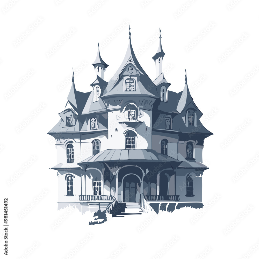 Haunted house sketch design. Spooky haunted mansion pen sketch vector art design. Haunted house sketch design. Spooky haunted mansion pen sketch vector art design.