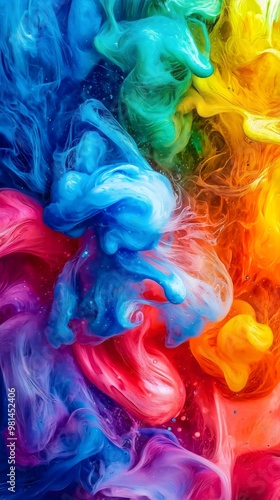 Wallpaper Mural An abstract swirl of liquid paint with vibrant colors blending harmoniously. Perfect for a dynamic and colorful phone wallpaper in high resolution. Torontodigital.ca