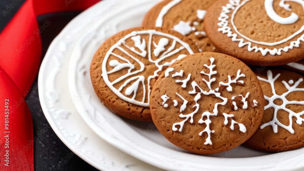 A variety of gingerbread cookies on a plate. A variety of gingerbread cookies on a plate.