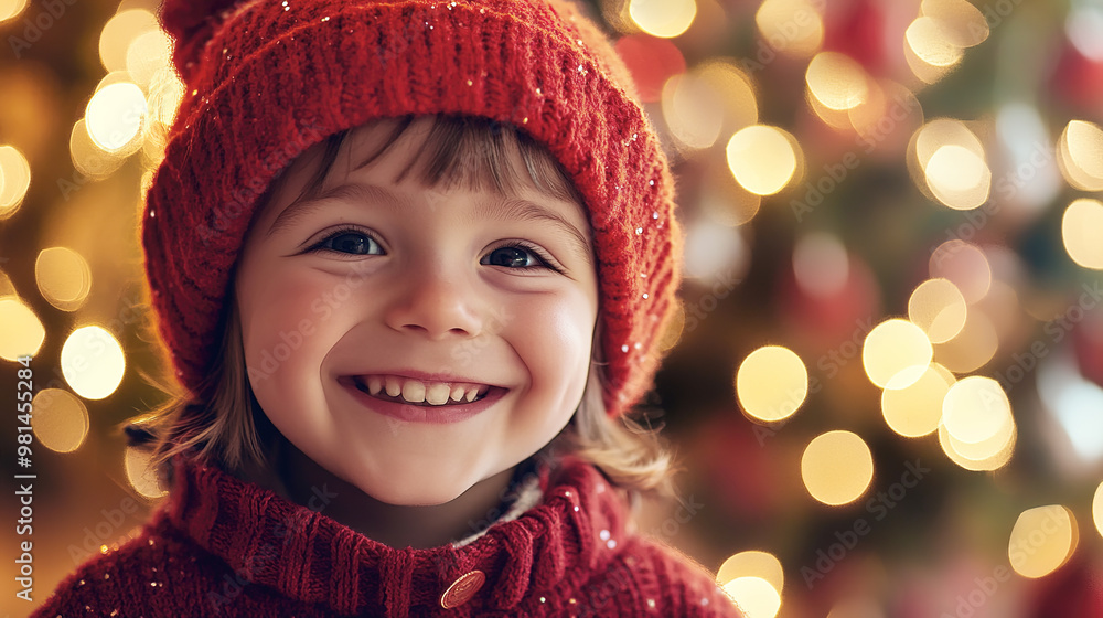 little happy girl with a joyful smile near the Christmas tree little happy girl with a joyful smile near the Christmas tree