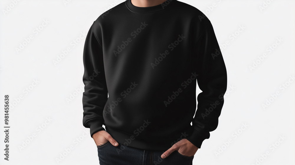 Black Blank Oversize Sweatshirt on a Model Used as a Mockup for Design Presentation Black Blank Oversize Sweatshirt on a Model Used as a Mockup for Design Presentation