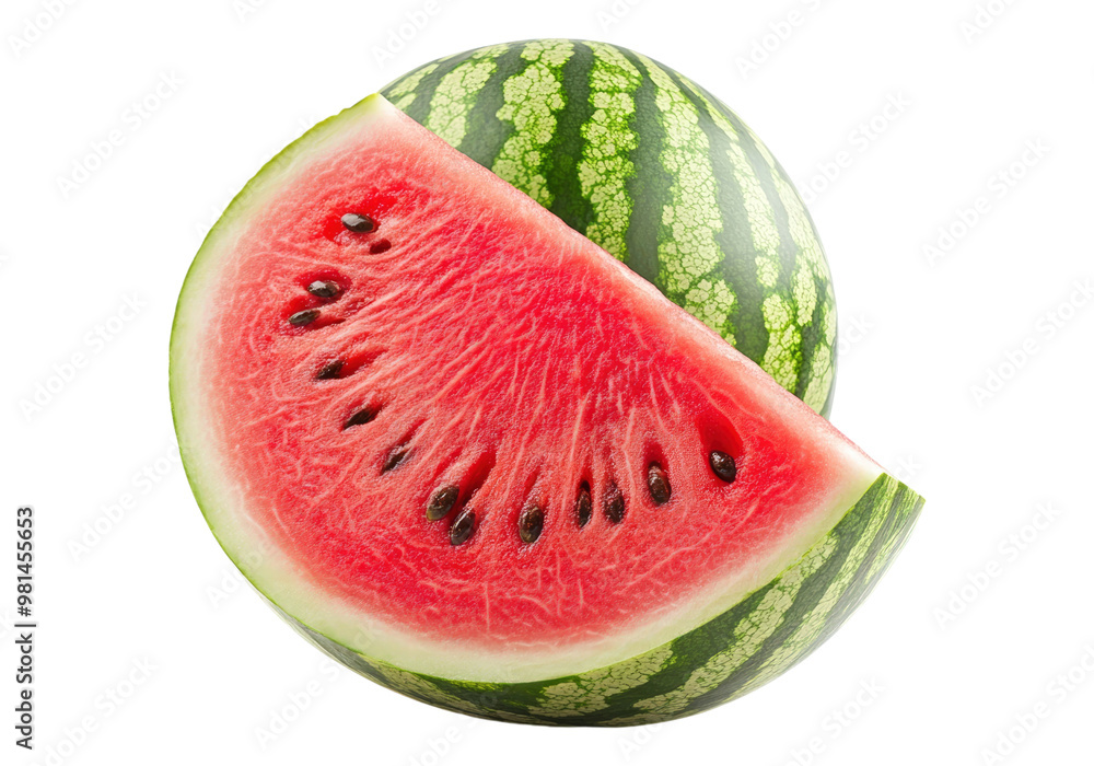 Fresh watermelon with a slice. Transparent background, Isolated PNG. Fresh watermelon with a slice. Transparent background, Isolated PNG.