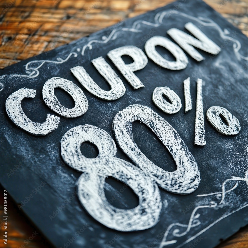 Eighty percent off coupon sign displaying huge savings Eighty percent off coupon sign displaying huge savings