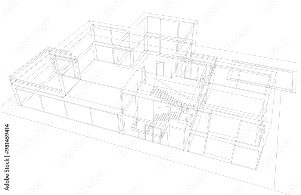 Modern building architectural sketch Modern building architectural sketch