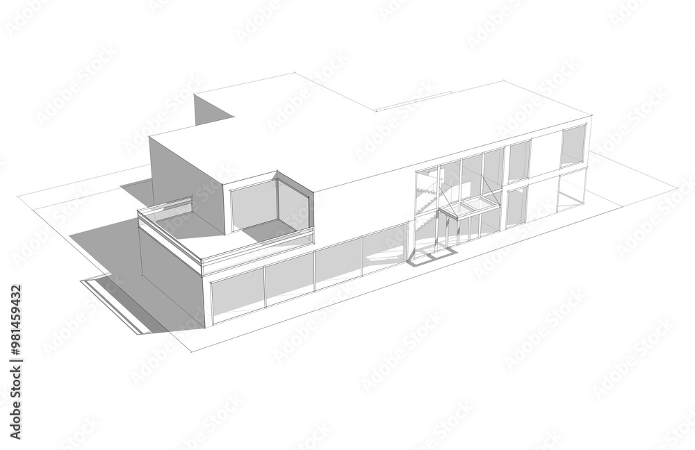 Modern building architectural sketch Modern building architectural sketch