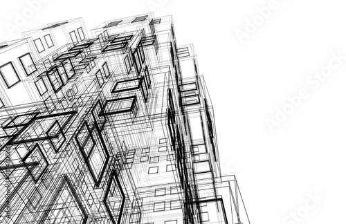 Modern building architectural sketch
