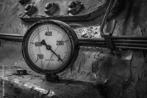pipelines and measuring device on a historic machine