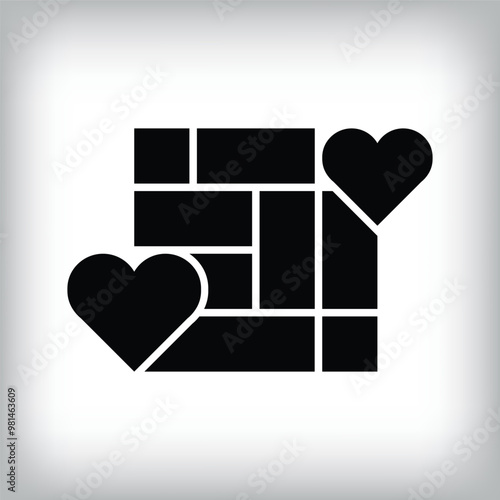 Filmstrip template composition collage template for photos outside the heart. Vector design and grid for photos. Simple trendy geometric design on white background