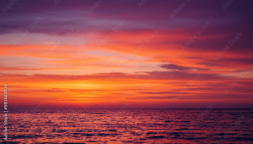 Fototapeta premium Seascape with beautiful sunset or sunrise. Sea water.