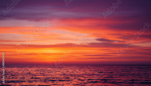 Seascape with beautiful sunset or sunrise. Sea water.