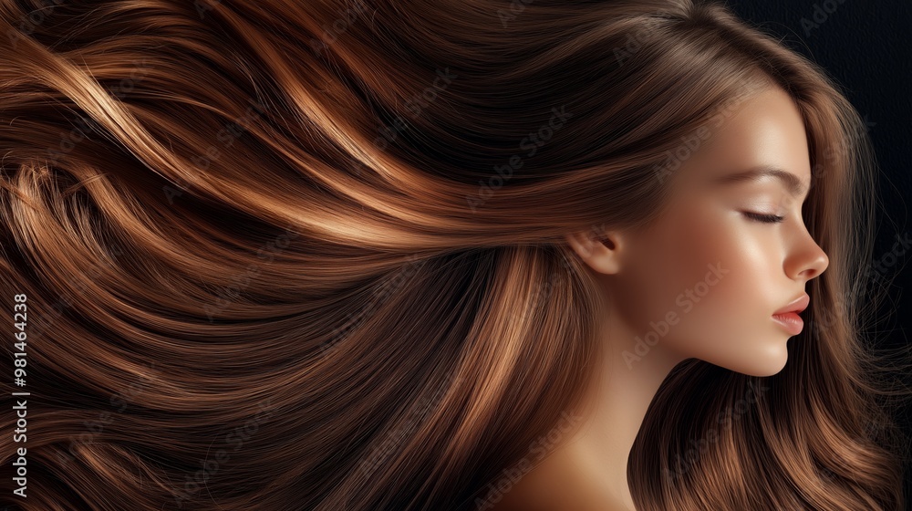 close up hazel brown coloring hair advertising concept, healthy smooth silky shiny hair with elegance flow curve, hair coloring advertising concept close up hazel brown coloring hair advertising concept, healthy smooth silky shiny hair with elegance flow curve, hair coloring advertising concept