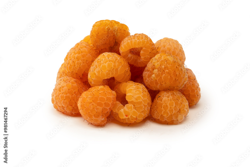 Tasty fresh raspberry isolated on a white background. Top view. Tasty fresh raspberry isolated on a white background. Top view.