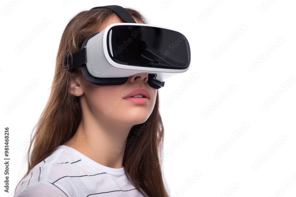 A person using a VR headset with a futuristic look A person using a VR headset with a futuristic look