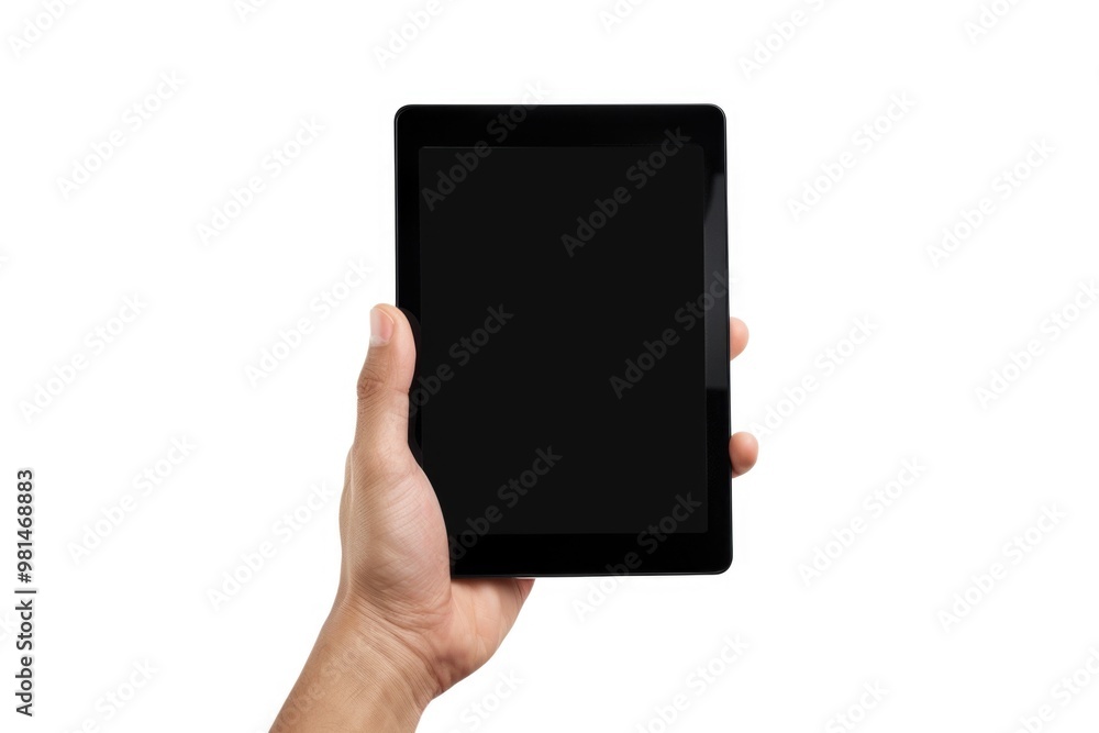 A person holds a tablet computer in their hand A person holds a tablet computer in their hand