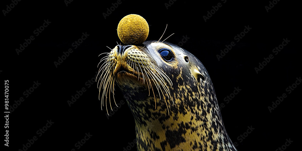 Obraz premium Sea lion playing with a ball
