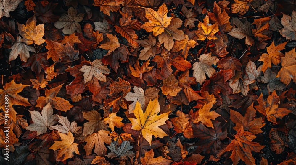 A pile of dry autumn leaves scattered on the ground, perfect for fall-themed projects A pile of dry autumn leaves scattered on the ground, perfect for fall-themed projects