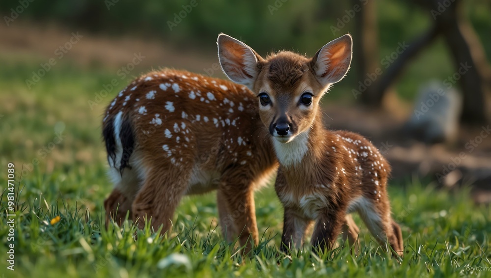 Kitten and baby deer - cute baby animals. Kitten and baby deer - cute baby animals.