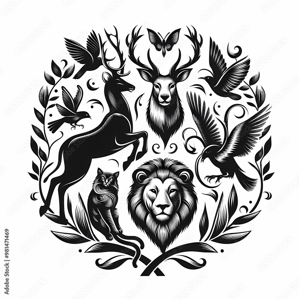animal vector style image on white background animal vector style image on white background