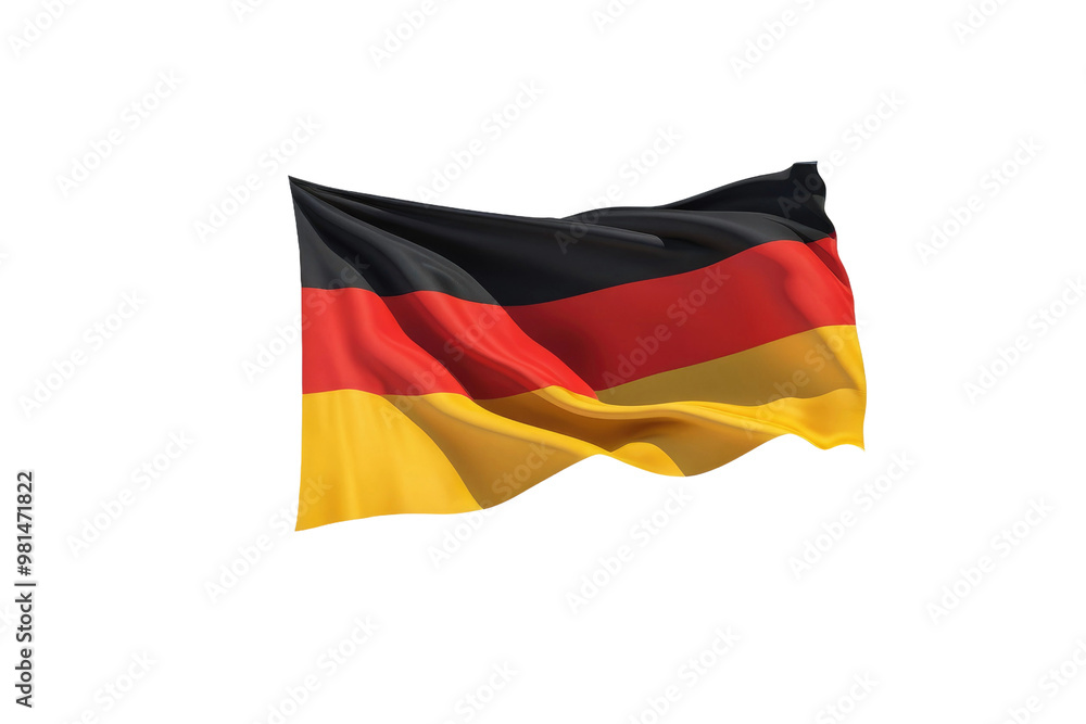 German flag, full-body portrait, centered isolation against a white background, stock photography, high-resolution, 8K, ultra clear, pure white void surroundings, flag billowing gently German flag, full-body portrait, centered isolation against a white background, stock photography, high-resolution, 8K, ultra clear, pure white void surroundings, flag billowing gently