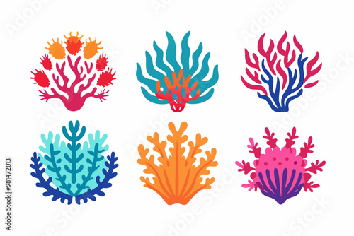 coral vector,  colorful-coral vector,  all different styles of coral, sea creature