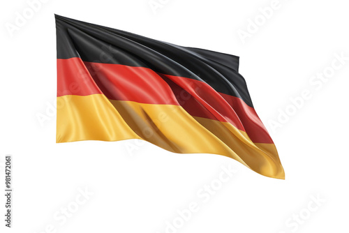Wallpaper Mural German flag, full-body portrait, centered isolation against a white background, stock photography, high-resolution, 8K, ultra clear, pure white void surroundings, flag billowing gently Torontodigital.ca
