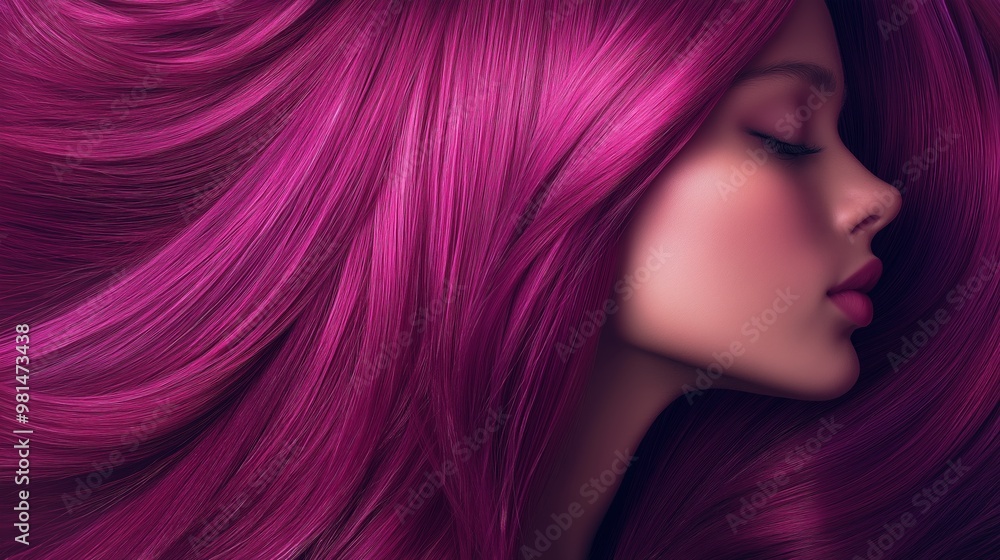 close up Fucshia Pink coloring hair advertising concept, healthy smooth silky shiny hair with elegance flow curve, hair coloring advertising concept close up Fucshia Pink coloring hair advertising concept, healthy smooth silky shiny hair with elegance flow curve, hair coloring advertising concept