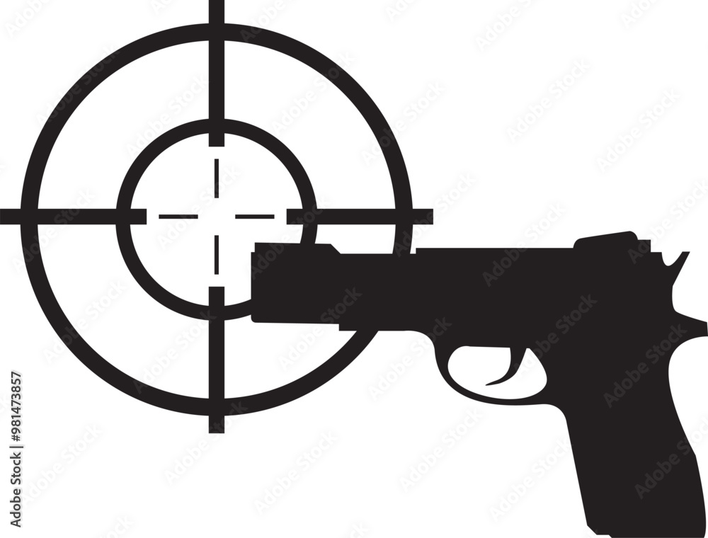 Naklejka premium Vector minimalist flat logo gun shot isolated on white background