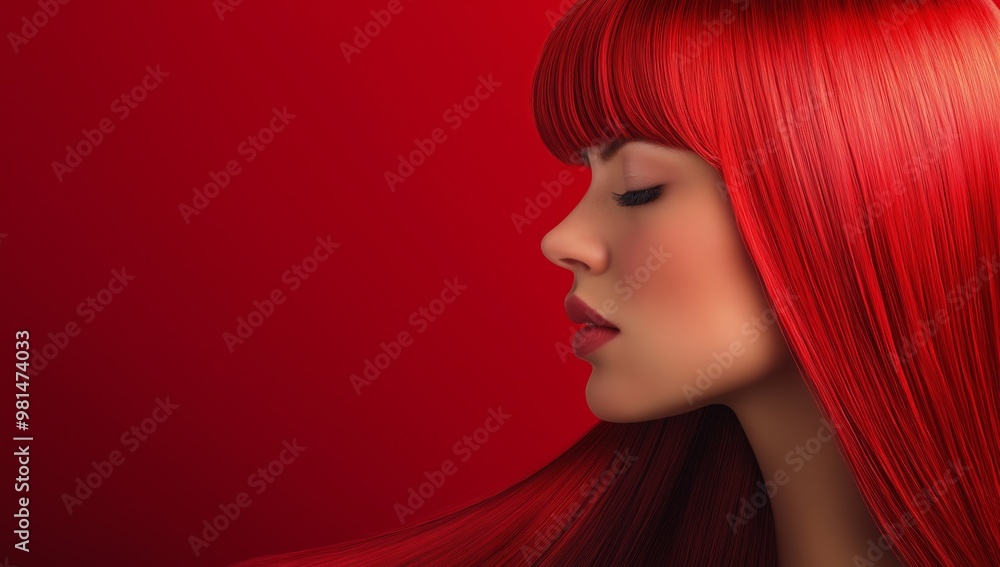 close up Red coloring hair advertising concept, healthy smooth silky shiny hair with elegance flow curve, hair coloring advertising concept close up Red coloring hair advertising concept, healthy smooth silky shiny hair with elegance flow curve, hair coloring advertising concept