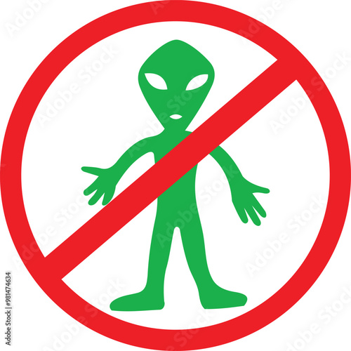 Vector illustration logo symbol icon alien no trespassing isolated on white background
